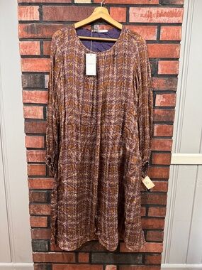 Tandem silk  Printed Long Sleeve Dress